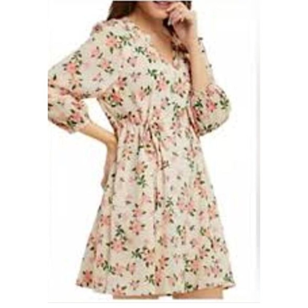 Draper James Pink Floral Print Smocked Babydoll Midi Dress‎ Sz M Cottagecore
